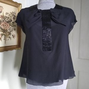 MOSCHINO Black Silk Beaded Two Piece Blouse